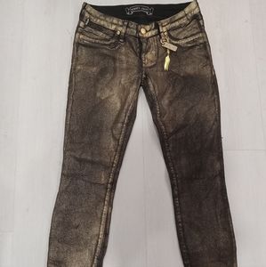 Women's Gold Metallic Robin's Jean straight leg jeans